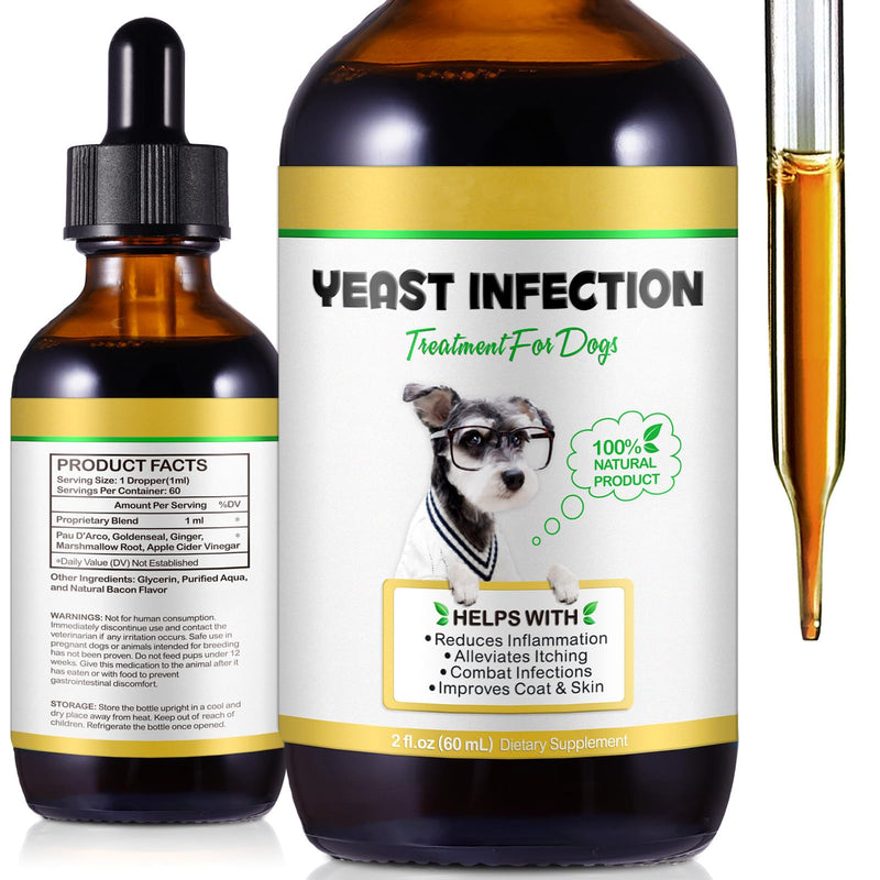 Yeast Infection Treatment for Dogs – Liquid Supplement to Itch Relief, Eases Ear Paw Discomfort for Dog, Allergy & Inflammation Relief for Healthy Skin & Coat, Herbal Formula for Dogs, 2.02 fl. oz pack of 1