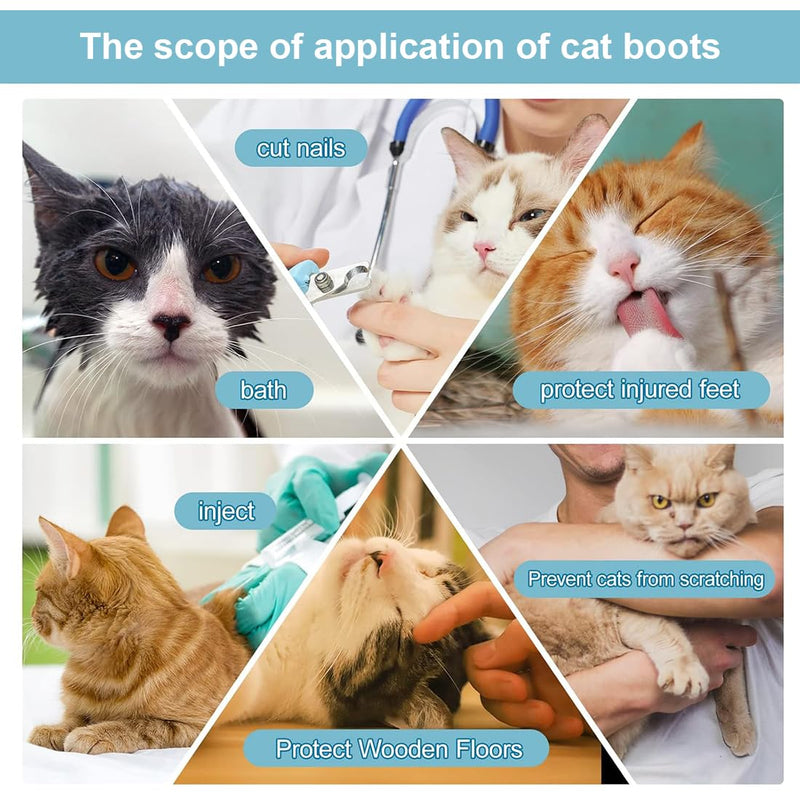 JEYORZY 4pcs Adjustable Mesh Cat Shoes Breathable Cat Paw Protector Cat Boots for Bathing Pets Cutting Nails Checking - BeesActive Australia