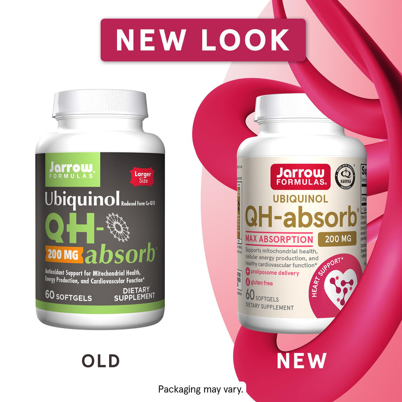 Jarrow Formulas QH-Absorb 200 mg - 60 Softgels - High Absorption Co-Q10 - Active Antioxidant Form of Co-Q10 - Supports Mitochondrial Energy Production and Cardiovascular Health - 60 Servings 1 Count (Pack of 60)
