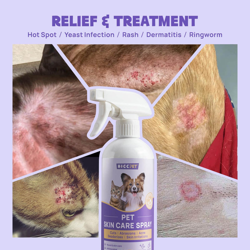 HICC PET Hot Spot Itch Relief Spray for Dogs, Cats - Pet Treatment Spray for Itchy, Irritated Skin, Allergy, Rashes - Lick Safe and Painless Wound Care Spray for All Animals 16 Fl Oz - BeesActive Australia