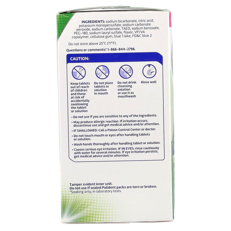 Polident Overnight Whitening Triple Mint Freshness Denture Cleaner Tablets - 84 CT