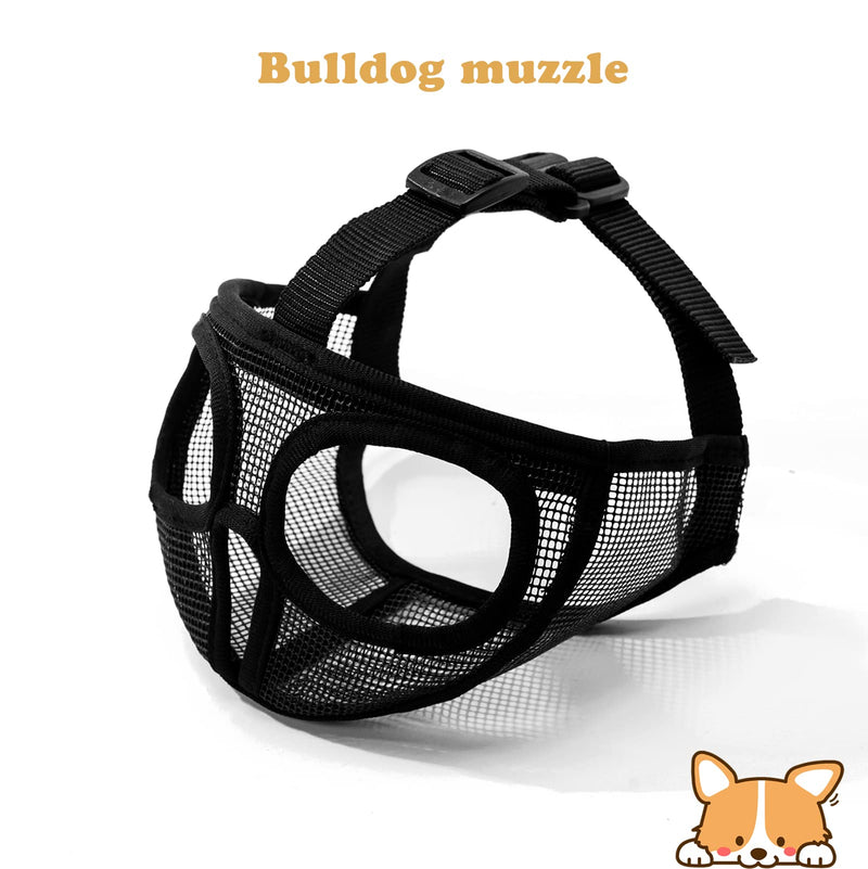 ILEPARK muzzle for dogs, short snouts dog muzzle, bulldog muzzle anti-biting, chewing, barking, dog mask (M, black) M black - BeesActive Australia