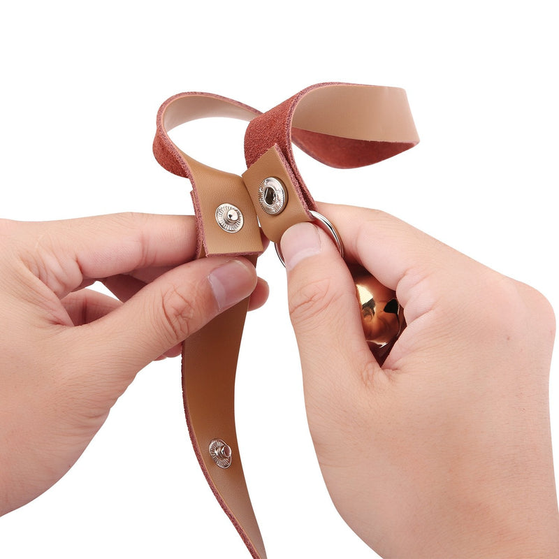 Leather Dog Doorbells for Door Knob/Potty Training/Go Outside, Length Adjustment Copper Dog Bell, Housetraining Hanging Bell, Brown Leather Golden Bells. - BeesActive Australia