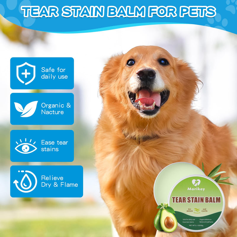 Pet Tear Stain Remove Balm,2.1oz 100% Organic & Natural Planted Balm Soother & Moisturizer Eye Care for Dogs and Cats,Relief Eye Area Dry, Tear Stain,Gentle and Non-Irritation - BeesActive Australia