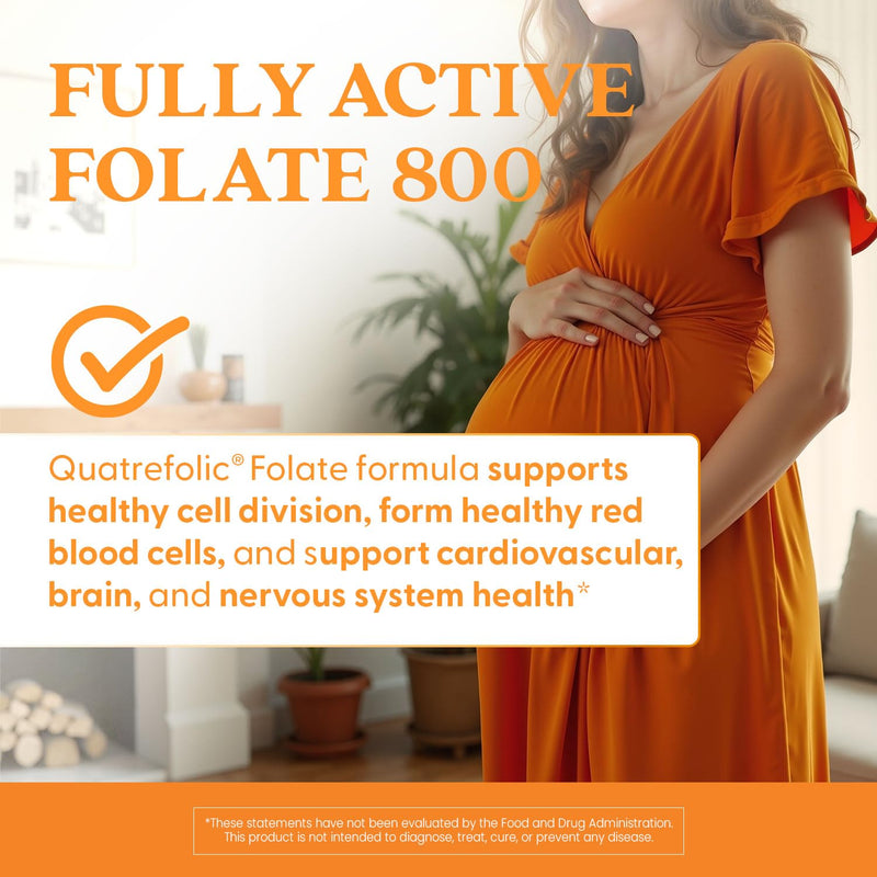 Doctor's Best Folate Supplement 800 mcg for Women & Men - Methylated Folate Capsules 800mcg (5-MTHF), Supports Healthy Fetal Brain Development, Fully Active - 60 Veg Caps 800 mg
