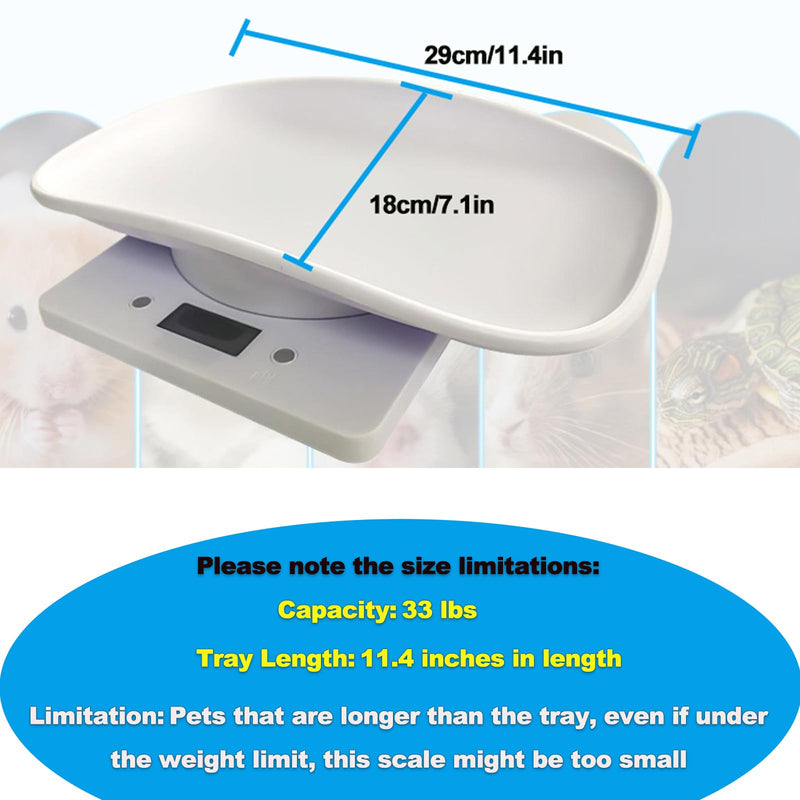 Digital Pet Scale,Puppy Scales for Weighing,Digital Small Animals Scales for Weighing,Whelping Supplies,Kitten Scale,Baby Scales for Newborn Dog Cat Crawl Pet,Capacity up to 33 lb,for New Pets Only 33lb White