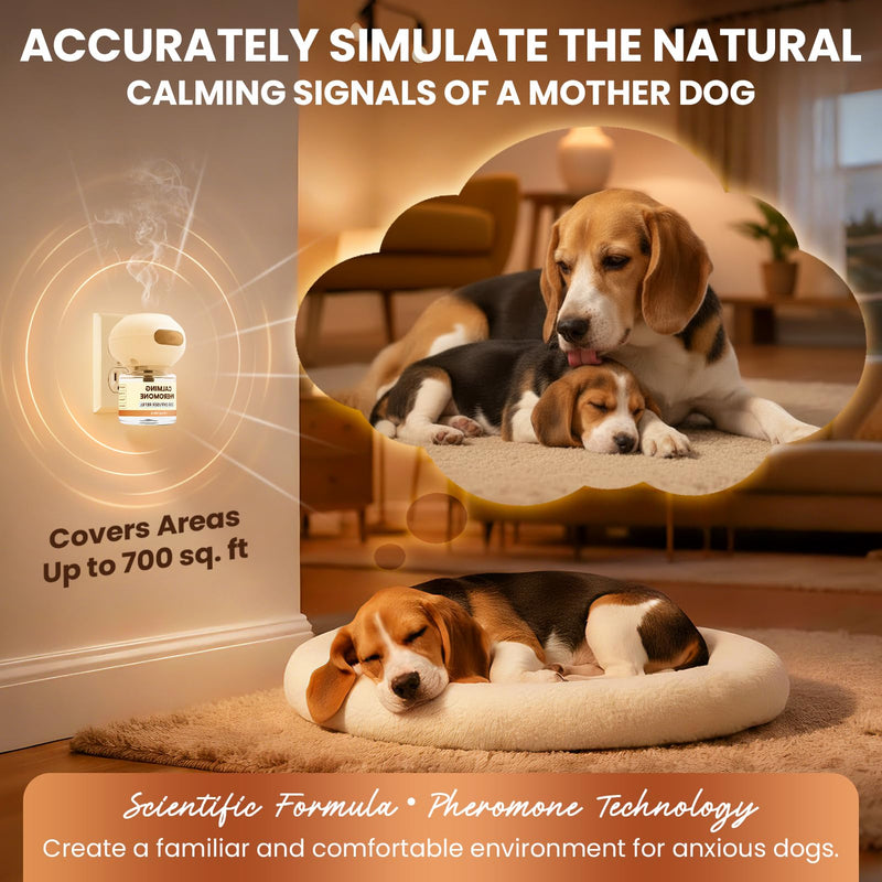 Dog Pheromones Calming Diffuser to Calm Dogs 9 IN 1 Kit (3 Diffusers+6 Refills) Pheromone Plug In for Stress Barking Pee Accidents Chewing Aggression Separation Anxiety Relief 180 Days(Odorless) Odorless