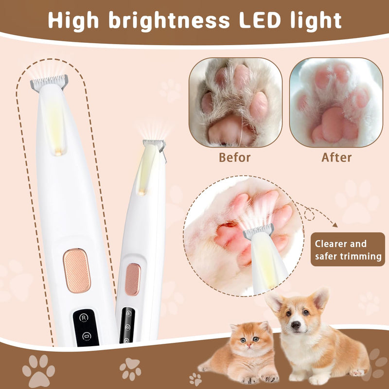 Dog clipper, paw trimmer for dogs, paw trimmer with LED light, paw trim pro dog hair clipper, super quiet, electric for dogs, cats, paws, eyes, ears, face, body - BeesActive Australia