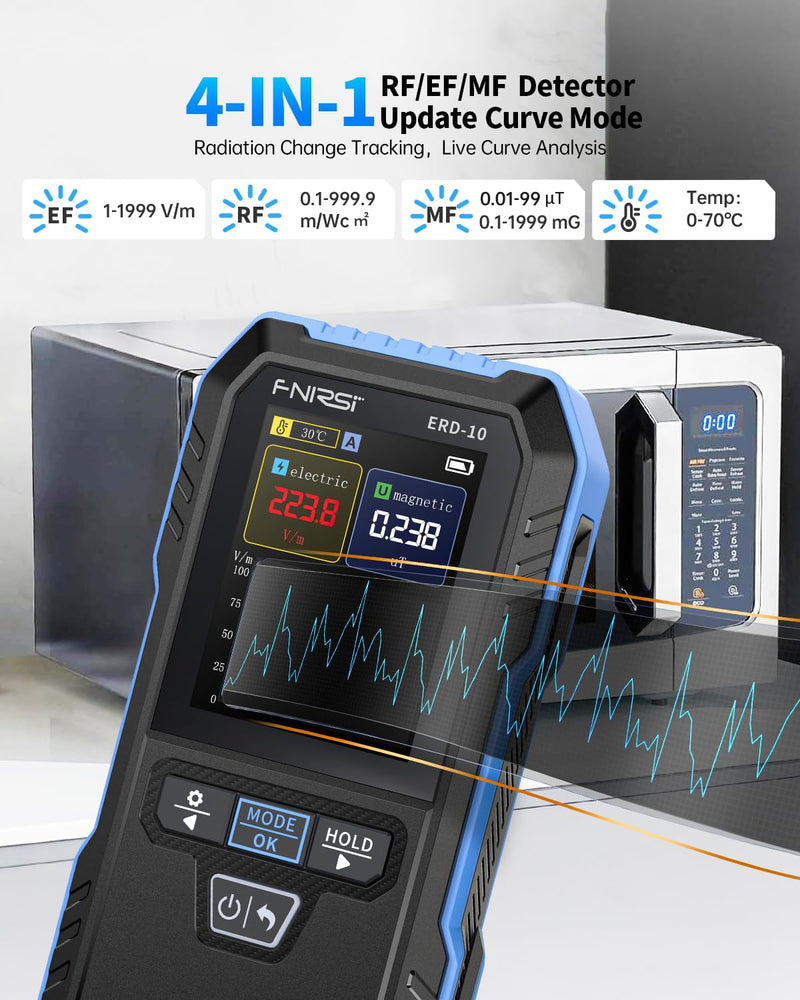 FNIRSI ERD-10 EMF Detector, Curve Display EMF Radiation Meter, Rechargeable EMF Reader Electromagnetic Field Detector for Home, Office, Ghost Hunting - BeesActive Australia