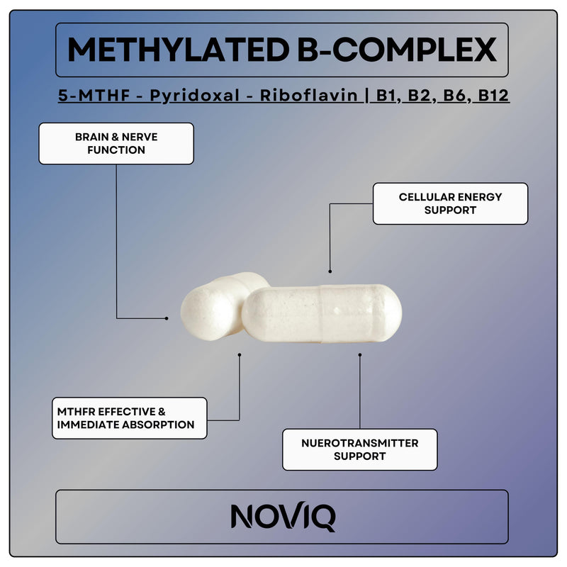 11-in-1 Methylated B-Complex Supplement: 680mcg L-Methylfolate(5-MTHF) Thiamine(B1) Riboflavin(B2) Pyridoxal(B6) Methylcobalamin(B12) - Vitamin D3 + Nootropics - 1,100mg+ Serving - 60 Count