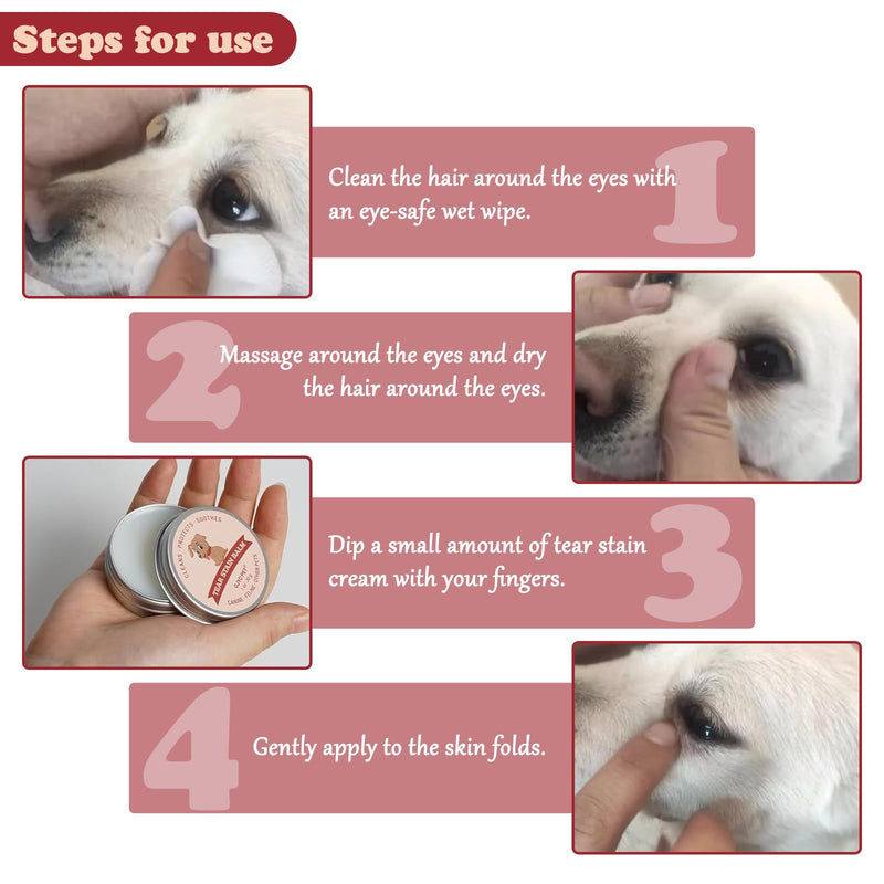 Bisienya Dog Tear Stain Remover,Pet Tear Stain Remover Balm,Natural Eye Care for Dogs and Cats,Tear Stain Remover for Dogs Eyes,Gently Cleanses and Restores Sparkling Eyes(30g)