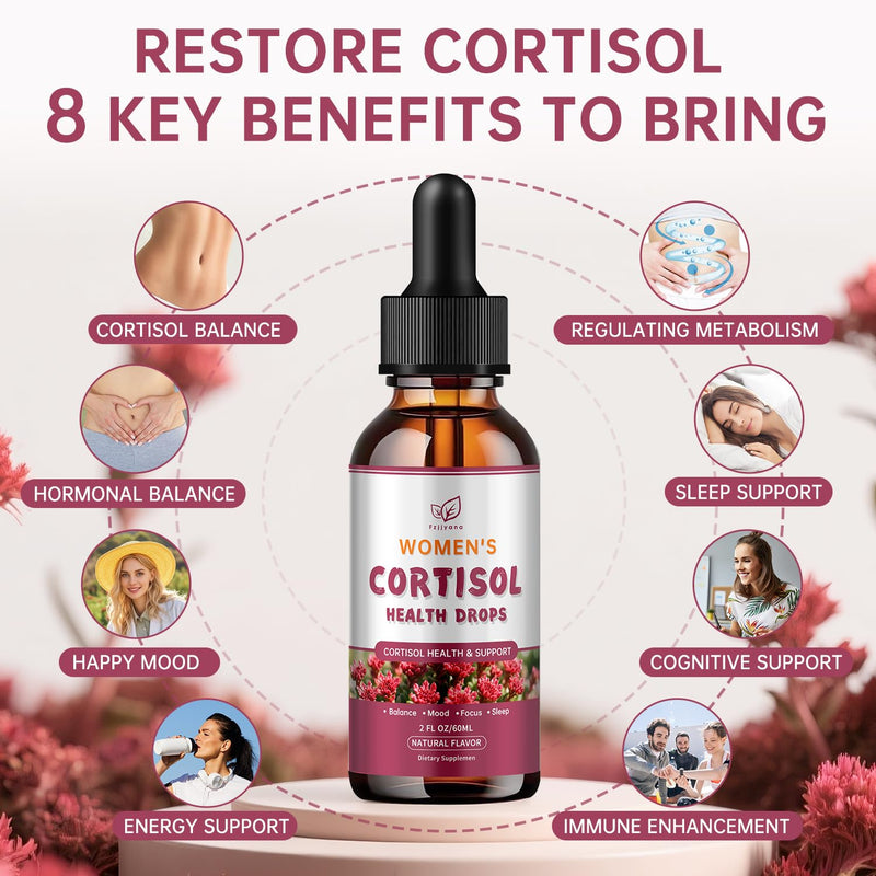 （2 Pack）Cortisol Manager Liquid Drops, Cortisol Supplements for Women, with magnesium ashwagandha, rhodiola rosea,l-theanine,Phosphatidylserine-Promote Relaxation and Support Mood- 30 Day Vegan Supply 4 Fl Oz (Pack of 2)