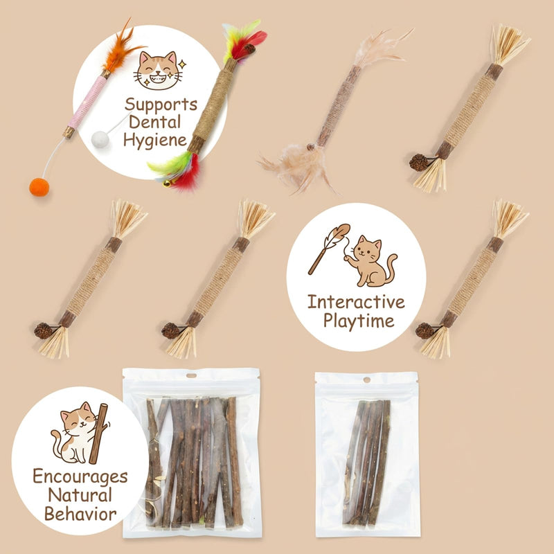 23 Pieces Cat Chew Stick with Dental Benefits, Cat Silvervine Sticks for Natural Instincts, Silvervine Dental Sticks