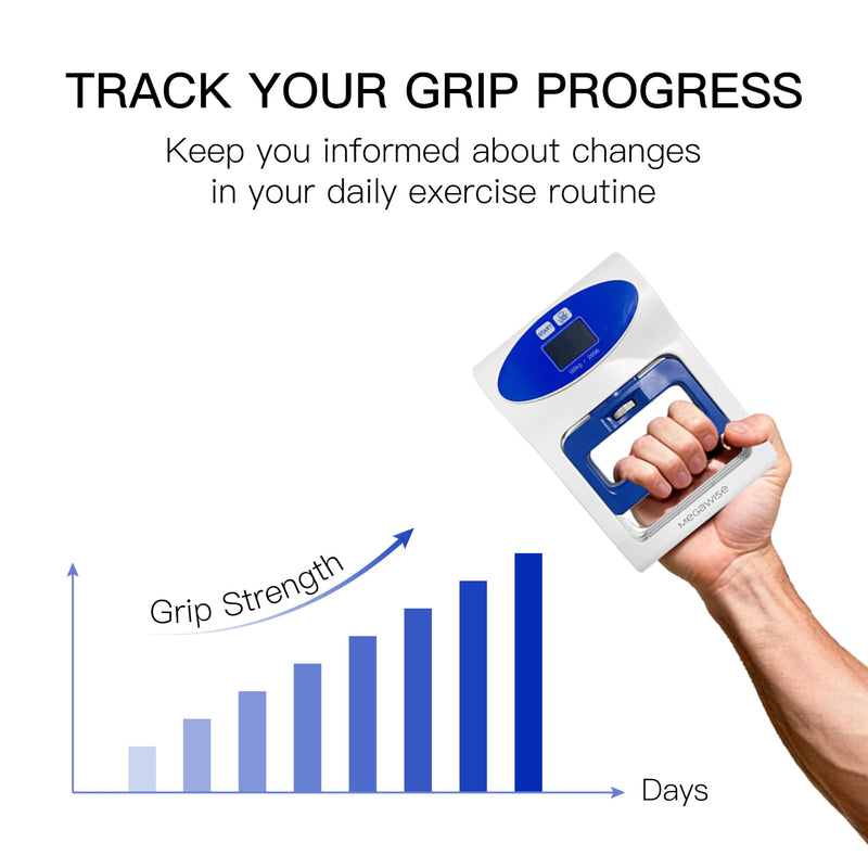 Grip Strength Dynamometer Pro - Digital Hand Grip Tester & Trainer, 265lbs/120kg High Precision Sensor, Home Fitness, gym (White)