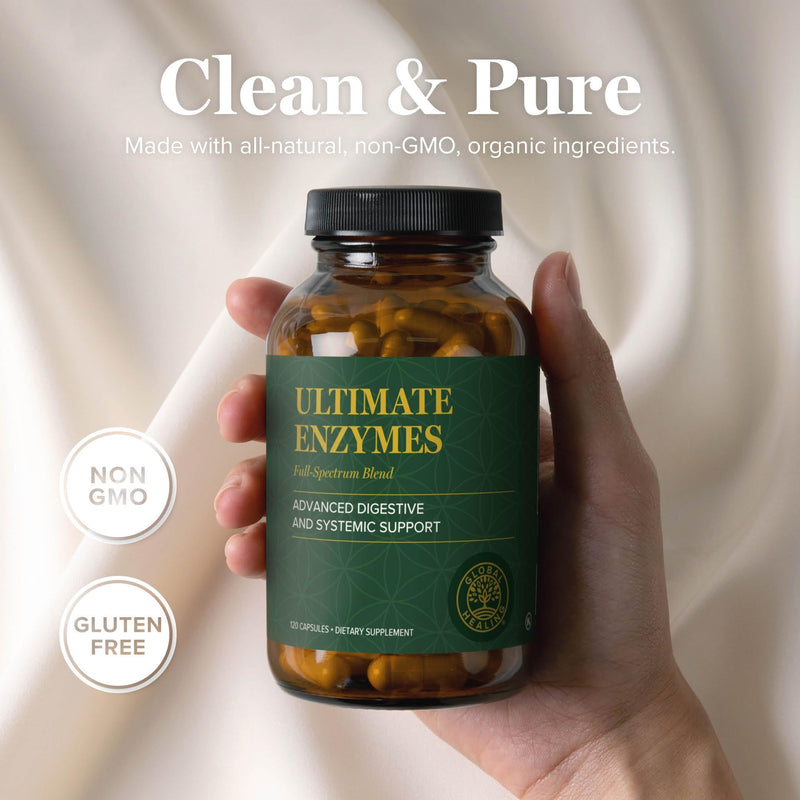 Global Healing - Ultimate Enzymes - Systemic & Digestive Enzymes Supplement for Healthy Digestion, Immune System Boost & Natural Gut Health, Digestive Enzyme for Women & Men, Lipase