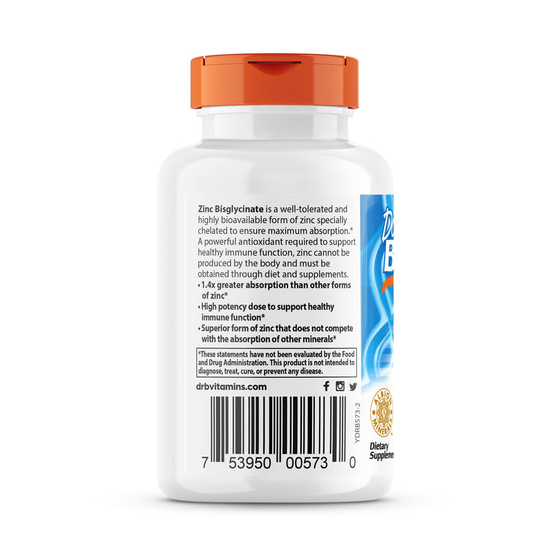 Doctor's Best High Absorption Zinc Bisglycinate 50mg High Potency Supporting Enhancing Immune System Antioxidant VC, 90 Count Unflavored 90 Count (Pack of 1) - BeesActive Australia