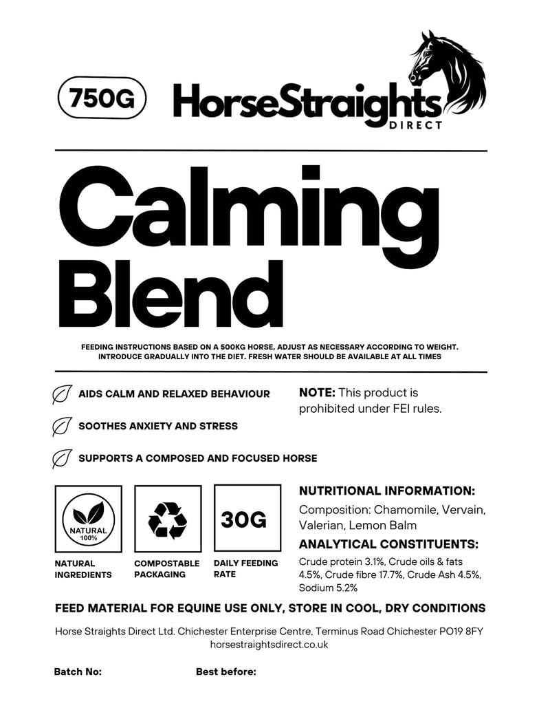 Calming Blend Herbal Supplement for Horses Stress & Behaviour Support g 750g HSD Horse Straights Direct