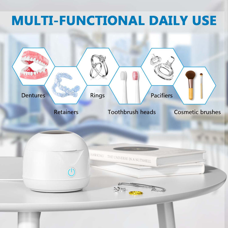Ultrasonic Retainer Cleaner Machine 45kHz 200ml Portable Ultra Sonic Retainer Cleaner for Dental Retainer Mouth Guards Aligner Night Guard Braces Toothbrush Jewelry - BeesActive Australia