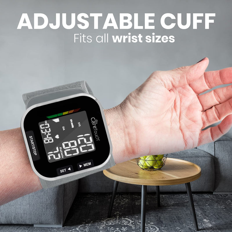 Care Touch Platinum Black Wrist Blood Pressure Cuff Monitor, Automatic Wrist BP Cuff, Adjustable Blood Pressure Wrist Cuff, Irregular Heartbeat Indicator - Blood Pressure Cuffs, Home & Hospital Use - BeesActive Australia