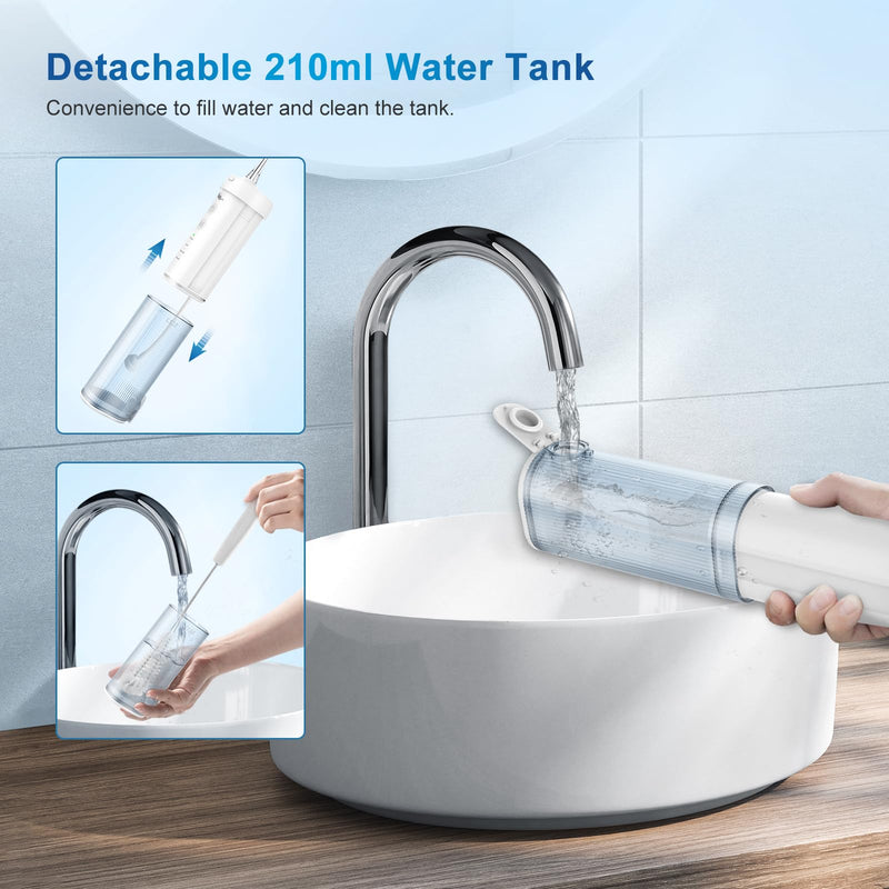 Mini Cordless Portable Water Flosser Oral Irrigator Water Teeth Cleaner Pick, Telescopic Water Tank, 4 Modes & IPX7 Waterproof, Home & Travel Water Flossers for Teeth, Braces Bridges Care. Blue