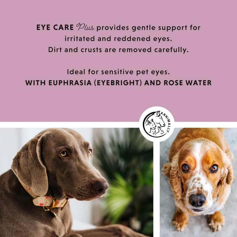 Annimally Eye Care Plus Eye Drops for Dogs & Cats 30 ml - With Euphrasia & Rose Water, For Cleaning the Eye Area, Made in Germany