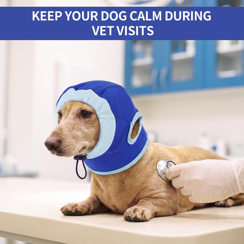 Head Wrap Dog Snood, Noise Relief Ear Skin Protection for Travel Hematoma Care, Breathable Windproof Blue L Large