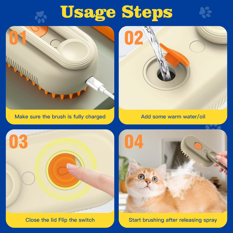 Cat brush with steam 3-in-1, steam brush cat green steamy brush cat steam brush for cats with spray cat brush with water cat steam brush care brush for cats and dogs for hair removal - BeesActive Australia