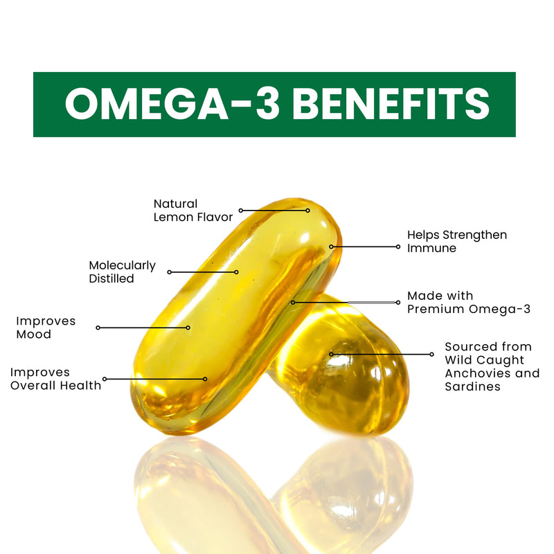 Zaytun Halal Fish Oil 1200mg Omega-3, Premium EPA/DHA, One Per Day, Daily Wellness Support, 4 Months Supply, Lemon Flavor, Keto Friendly, Gluten Free