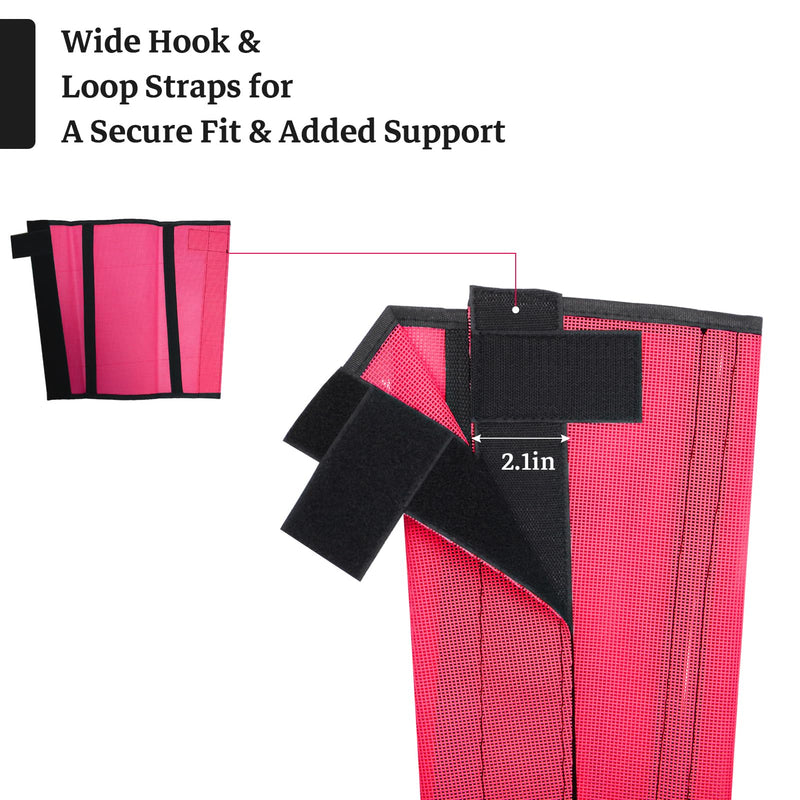 Mesh Horse Fly Boots Set of 4 Loose Fitting Breathable Leggings for Horses, Adjustable Anti-Stomping Leg Wraps, Stay-Up No-Slip Design for All 4 Legs, Pink