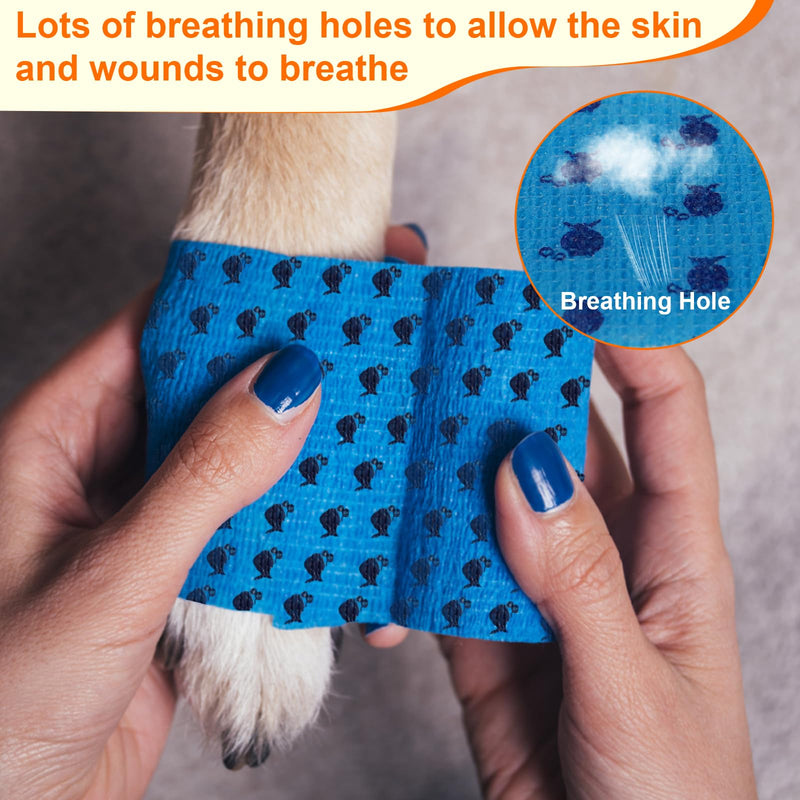 3 Inch Vet Wrap 6 Pack x 5 Yards Self Adhesive Bandage Wrap Bulk Self Adherent Veterinary Non-Woven Pet Tape for Horse Dog Cat Bird Animal 6 Bandages for First Aid Wrist Ankle Sprains Swelling - BeesActive Australia