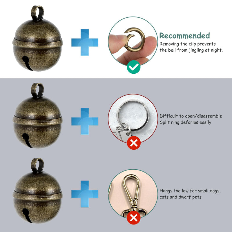 2Pcs Dog Bells for Pet Tracking, Bell for Dog Collar, Extra Loud Pet Tracker Training Bells, Copper Bells with Quick Clips, Collar Bells for Pets, Bronze Pet Collar - BeesActive Australia