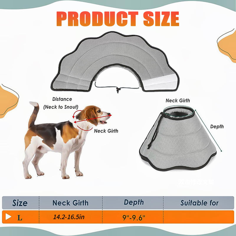 DKDDSSS Dog Collar, Soft Protective Collar, Cone Collars, Adjustable Recovery Collar, Protective Dog Collar, Breathable Pet Elizabethan Dog Collar, Leak Protection Dog, Grey, L - BeesActive Australia
