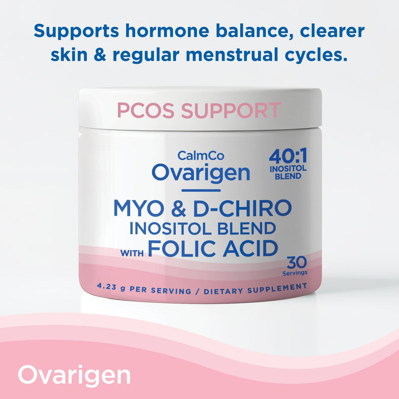 CalmCo Ovarigen Myo-Inositol & D-Chiro Inositol Supplement for Women – 40:1 Inositol Powder with Folic Acid, Fertility Supplements for PCOS, Hormone Balance and Ovarian Support (30 Servings) 30 Servings - BeesActive Australia
