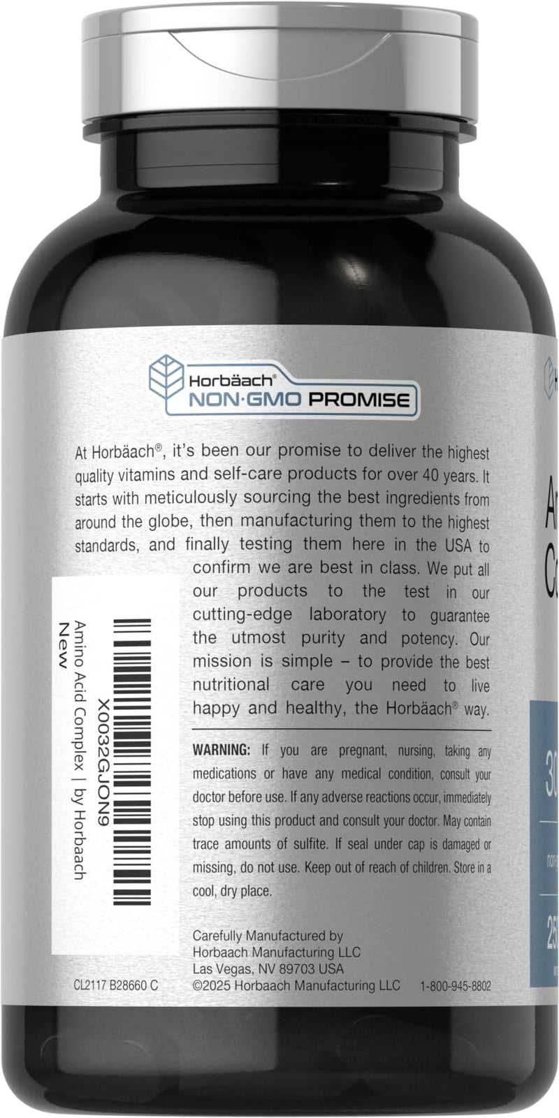 Horbäach Amino Acid Complex 3000mg | 250 Caplets | Non-GMO, Gluten Free Supplement 250 Count (Pack of 1)
