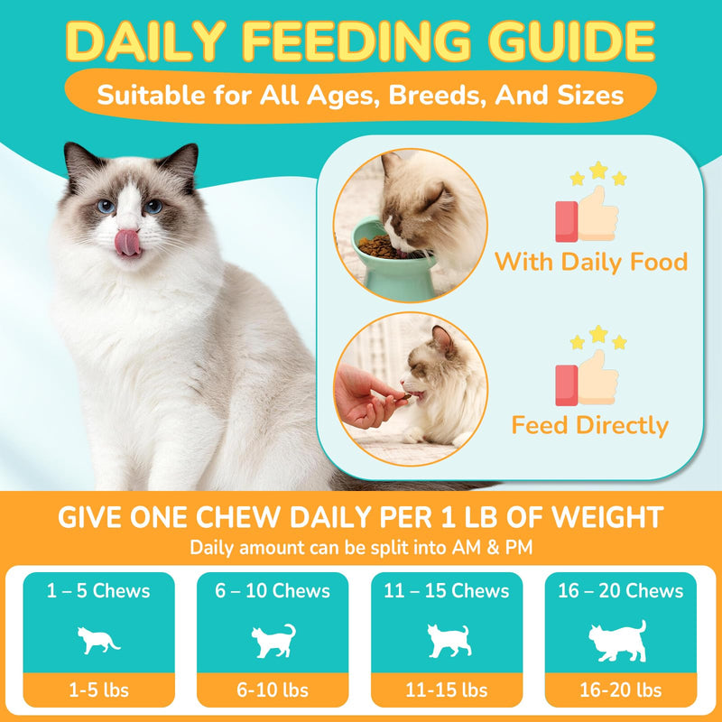 Woyamay Cat Allergy Relief for Cats with Probiotics, 500 Crunchy Cat Probiotic & Allergy Chews, Cat Allergy Treats to Stop Itching & Scratching, Probiotics for Cats Support Gut Health, Chicken Flavor