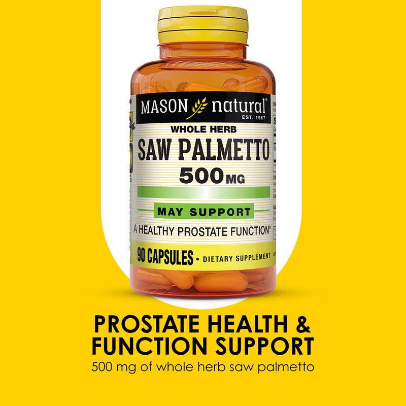 MASON NATURAL Saw Palmetto 500 mg, Supports Prostate Health & Urinary Function, 90 Capsules