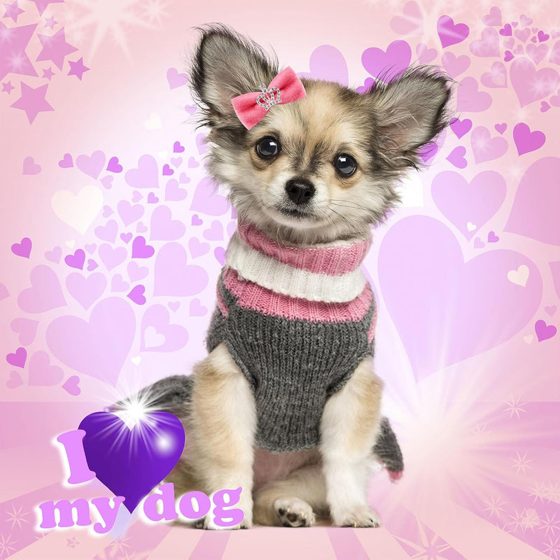 Dog Hair Crown Bows with Clips for Small Dogs, Bulk 20pcs Cute Handmade Pet Dog Bows Girl Clips, Puppy Yorkie Dog Hair Grooming Bowknot Alligator Clips for Doggies Hair Accessories - BeesActive Australia