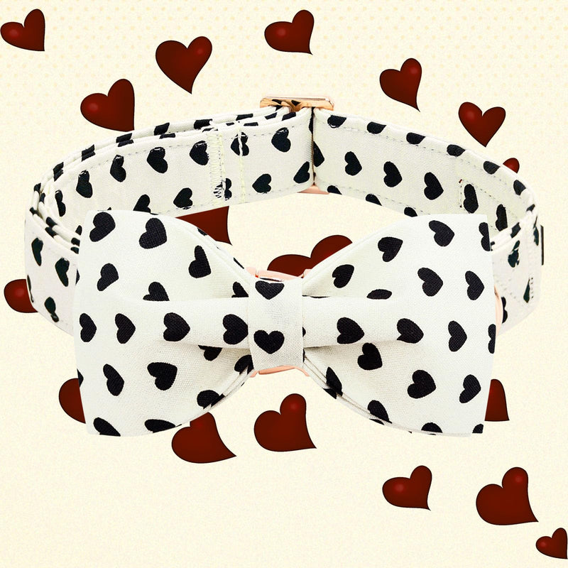 Lionheart glory Dog Bow Collar Valentine's Day Dog Collar for Small Dogs Hearts Print Dog Collar with Bowtie Spring Dog Collars Pet Collar Bows Cute Collars Small (Pack of 1） A:Hearts - BeesActive Australia