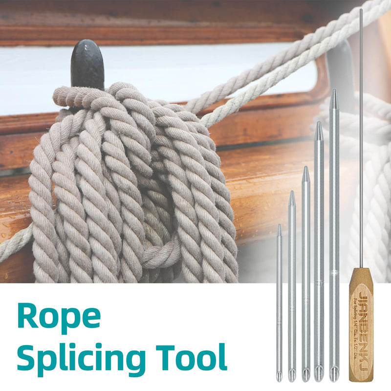 Rope Splicing Tool Kit, Rope Splicing FID Kit for Double Braid Eye Line,Aluminum Line Braiding Set Tool Include 5 Sizes Fids-1/4, 5/16", 3/8",7/16" 1/2" and 1pcs Pusher