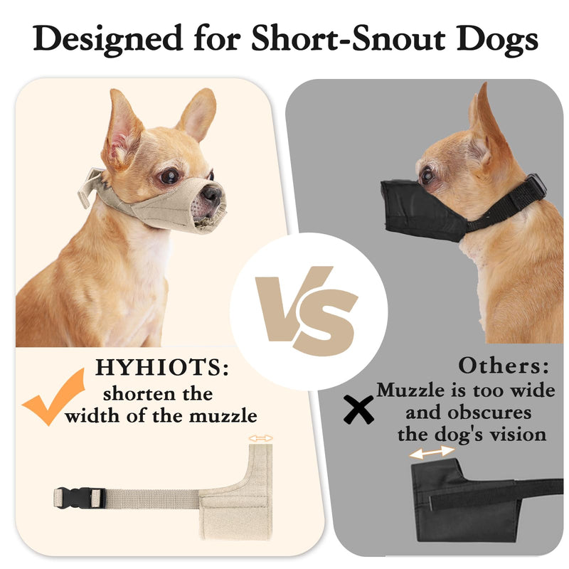 HYHIOTS Dog Muzzle for Small Medium Dogs, Poison Bait Protection Prevents Eating Barking for Chihuahua, Shih Tzu Bulldog, Pitbull (Khaki, XS) khaki - BeesActive Australia