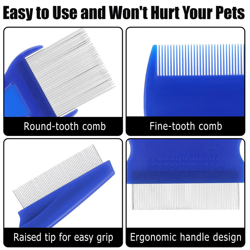 Molain 5 Pack Tick Flea Comb, Stainless Steel Dog Cat Grooming Combs with Rounded Teeth, Flea Brush for Cats Lice combs, Thick Hair Pet Tear Stain Comb, Fine Tooth Comb Dematting Tool for Dog Cat 5-Pack - BeesActive Australia