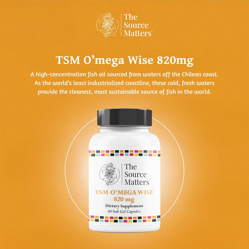 O'MEGA Wise - 820mg High-Concentration Omega-3 Fish Oil with EPA, DHA, DPA for Cardiovascular, Brain, Joint, and Eye Health (60 Softgel Capsules)