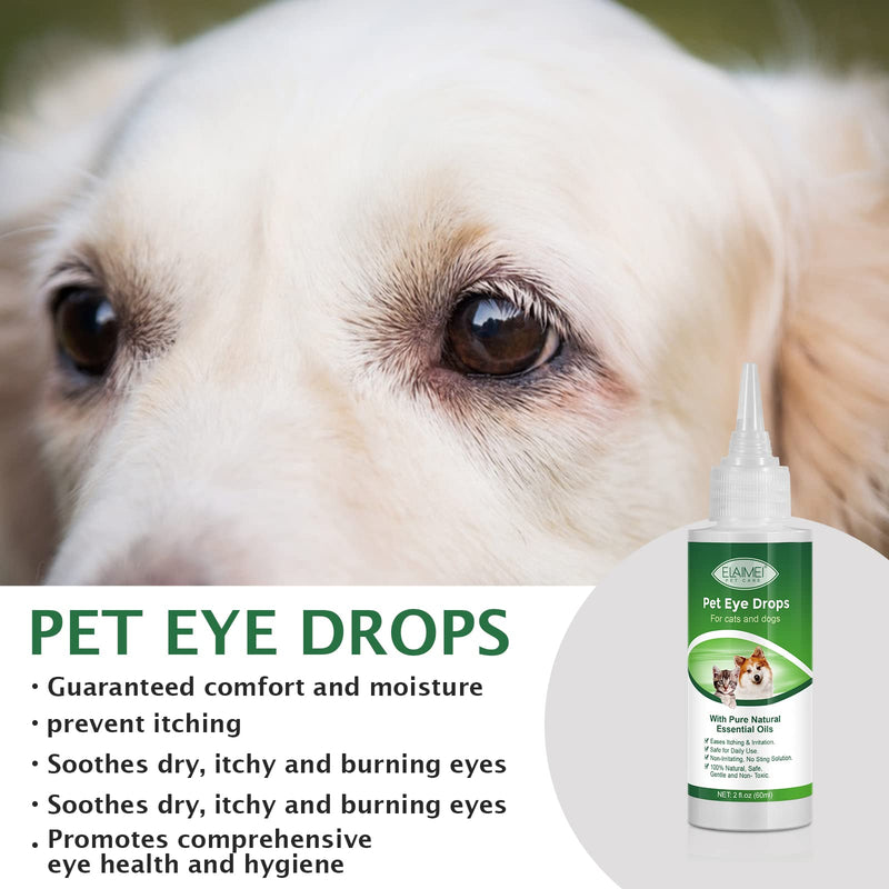 AIQIUSHA Dog Eye Drops 60ML for All Animal Eye Wash,Helps Relieve Pink Eye & Allergy Symptoms,Eases Itching & Irritation,with Pure Natural Essential Oils 100% Natural, Safe, Gentle and Non- Toxic - PawsPlanet Australia