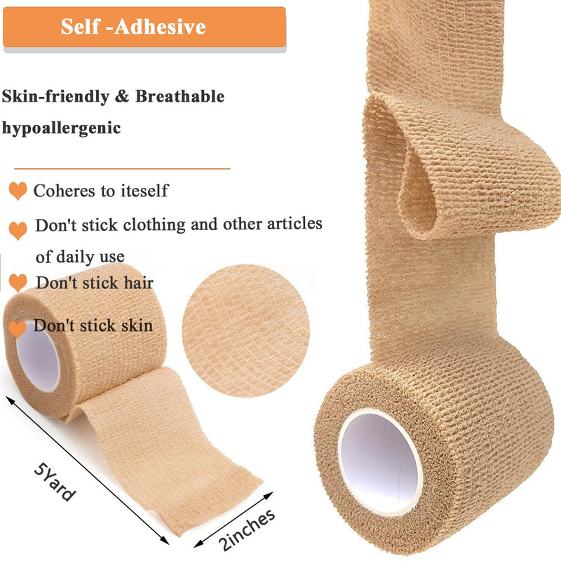 15 rolls of self-adhesive bandage, 5 cm x 4.5 m, non-woven plaster roll, bandage material for humans and animals, elastic bandage, fixing bandage, self-adhesive bandage for sports, pets (blue), 15 rolls blue - BeesActive Australia