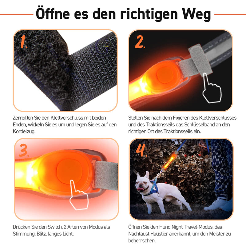 LaRoo Safety LED light band for dogs and cats, LED light flashing light with Velcro fastener, easy to attach to collar, leash and harness, waterproof, bright, outdoor sports, orange - BeesActive Australia
