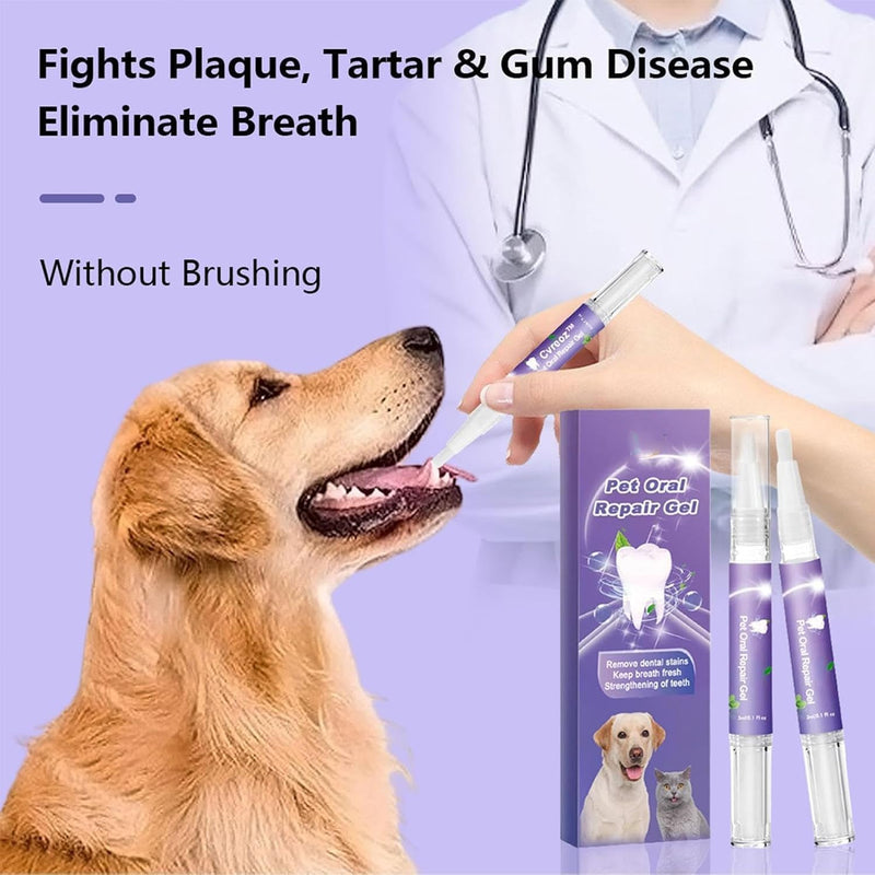 【3pcs】 Pet Oral Repair Gel, Pet Oral Repair Gel for Dogs,Pet Breath Freshener for Dogs & Cats, Eliminate Breath, Targets Tar-Tar, Without Brushing， for Dogs & Cats, Pet Teeth Repairing - BeesActive Australia