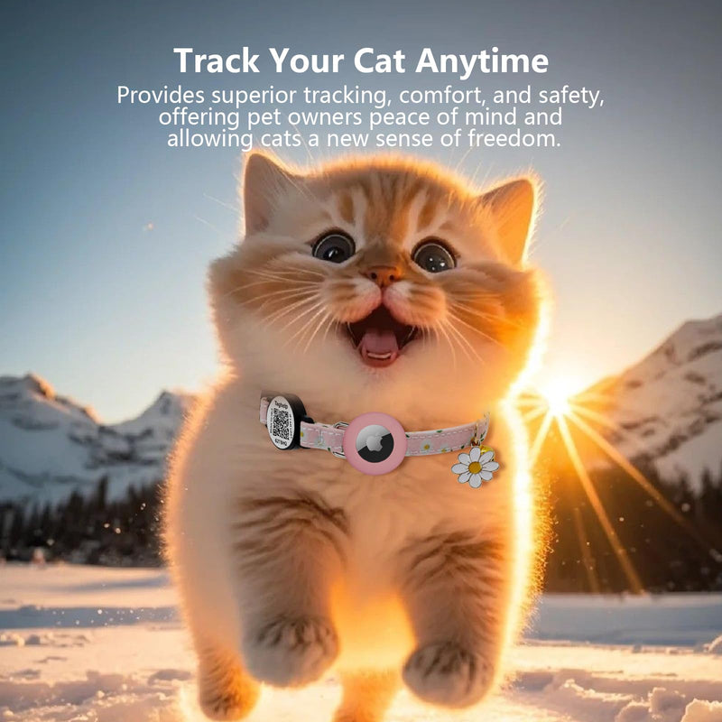 8-13in Airtag Cat Collar Lightweight and Comfortable, Bells & Flower Charm Collar Breakaway with Silicone with Apple Air Tag Holder Smart ID tag,8-13in for Cats and Puppies(Purple) - BeesActive Australia