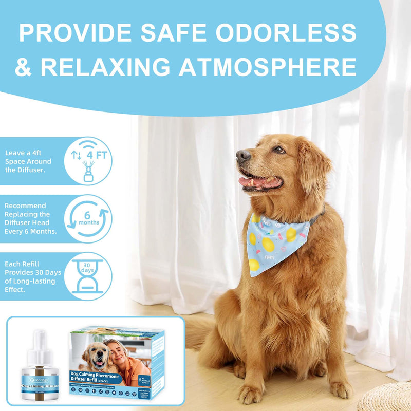 Dog Calming Plug In Refill, 6 Packs Therapet Diffuser Refill for Dog Anxiety Relief, Calming Dog Pheromones Diffuser Refills to Help Reduce Anxiety And Stress,Adapt for Dogs（180 Days） Initial Fragrance