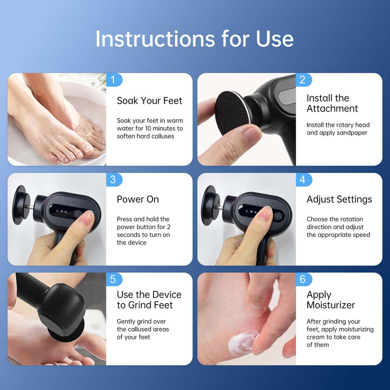 Electric Callus Remover for Feet - Rechargeable Foot Sander, 6 Speeds, Replaceable Sandpaper Professional Foot Grinder, Cordless Electric Foot File Pedicure Tools for Dead Skin, Cracked Heels - BeesActive Australia