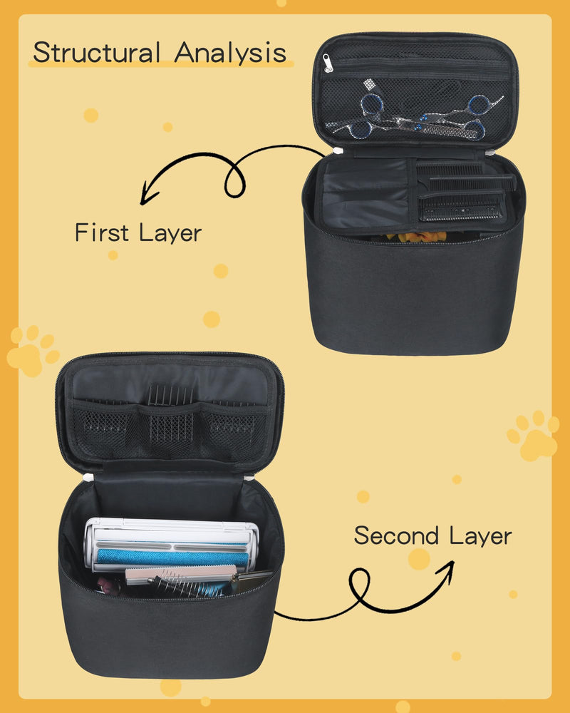 Pet Grooming Bag, Dog Cat Grooming Supplies Organizer Bag Pet Hair Removal Trimming Cleaning Tool Kit Storage Bag (Black) Black - BeesActive Australia